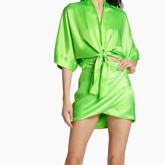 The SEl Women's Wrap Silk Miniskirt - Parakeet size 0 NWT $495 - Picture 2 of 9